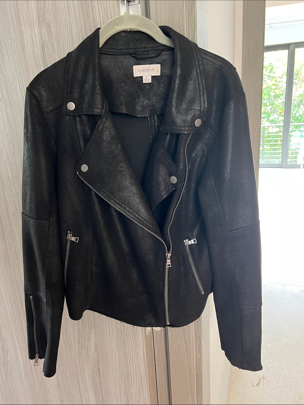 $168 EVEREVE Marren sueded Moto Jacket black M - Picture 4 of 10